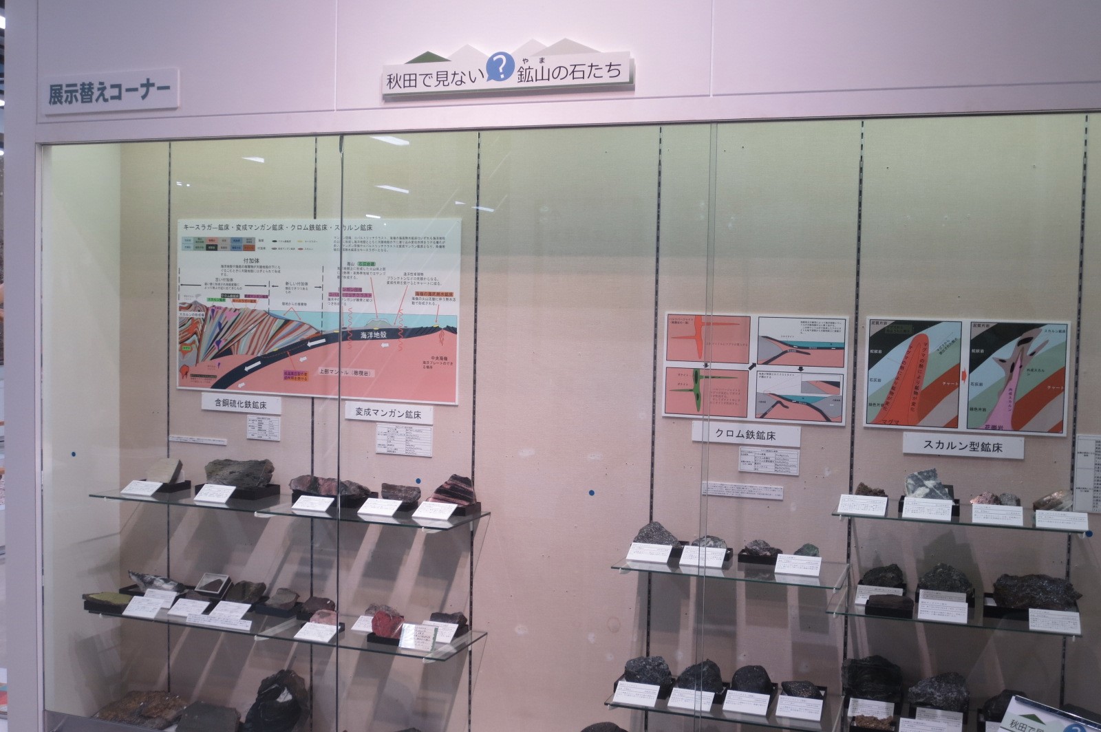 写真：展示風景　秋田で見ない　やまの石たち