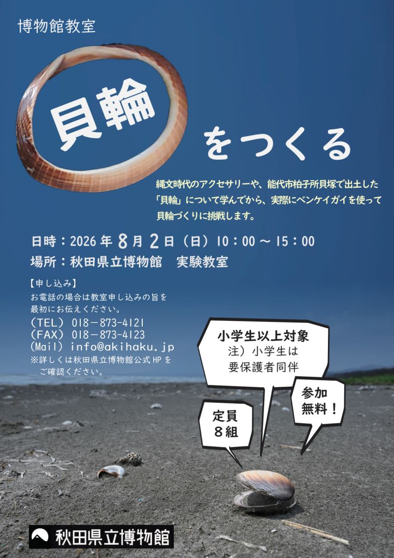 イラスト：2026年度博物館教室：貝輪をつくる