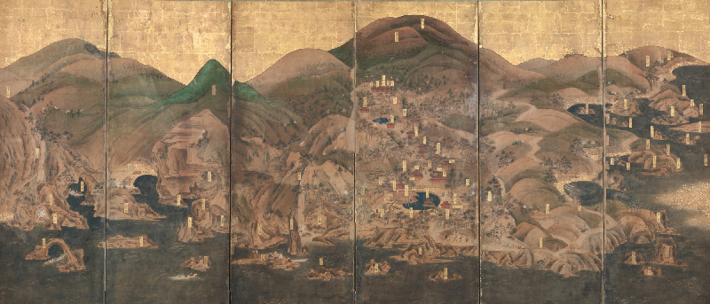 男鹿図屏風_右隻