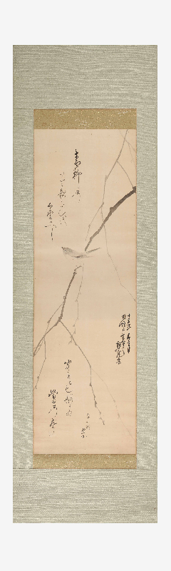 掛軸「柳鴬図」平福穂庵画後藤逸女讃